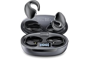 Hijoxp Open Ear Earbuds Lightweight Comfort Clip Wireless Earbuds Sweat Resistant Bluetooth Headphones Sport Headphones for Workouts and Running with Dual Digital Display 44H Playtime IPX7