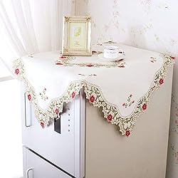 WELLYUK 33 Inch Square Vintage Embroidered Rose Red
