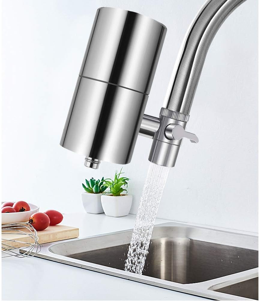 HOMY Faucet Mount Water Filter, SUS304 Stainless Steel Housing & Multiple High Precision Filtration System Reduce Chlorine, Fluoride, BPA Free, Fits Standard Faucets,Home Healthy Drinking Water Filter: Home & Kitchen