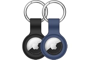 【2 Pack】 Linsaner Compatible with AirTag Case Keychain Air Tag Holder Silicone AirTags Key Ring Cases Tags Chain Apple AirTag GPS Item Finders Accessories，Black+Blue