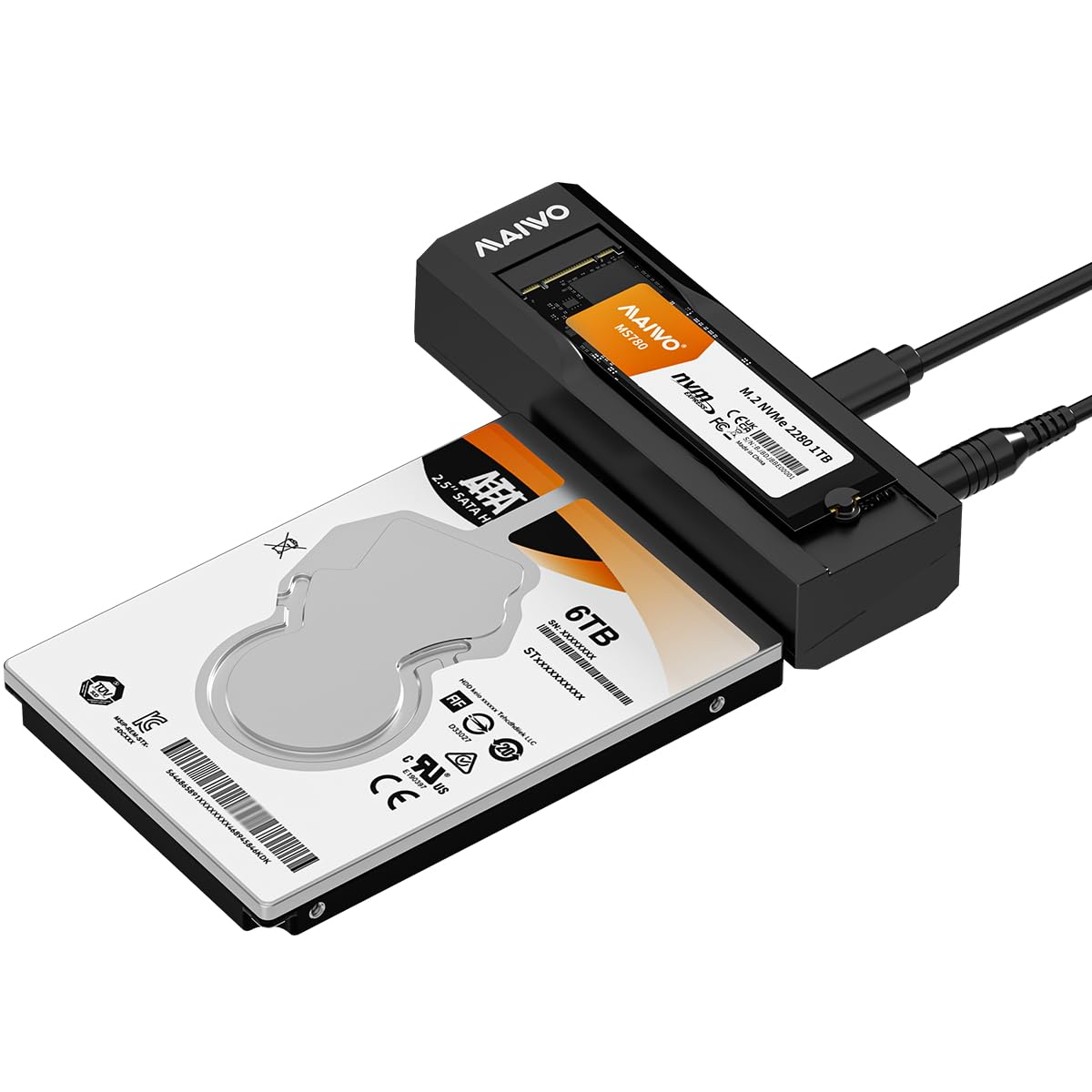 MAIWO M.2 NVMe to 2.5'' 3.5'' Offline Clone Enclosure,M.2 to SATA SSD HDD Cloner, USB-C Type-C Max 10Gbps Standalone Clone Duplicator