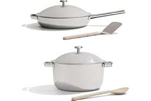 Our Place Titanium Pro Cookware Duo – Always Pan & Perfect Pot with Nonstick No-Coating Technology | Tri-Ply Titanium & Stain