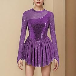 AFAVOM Sequin Figure Skating Dress for Women Girls