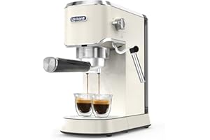 Laekerrt Espresso Machine 20 Bar Coffee Maker CMEP02 with Commercial Milk Frother Steam Wand, Compact for Latte and Cappuccino (Pear White, Stainless Steel) Gift Lovers
