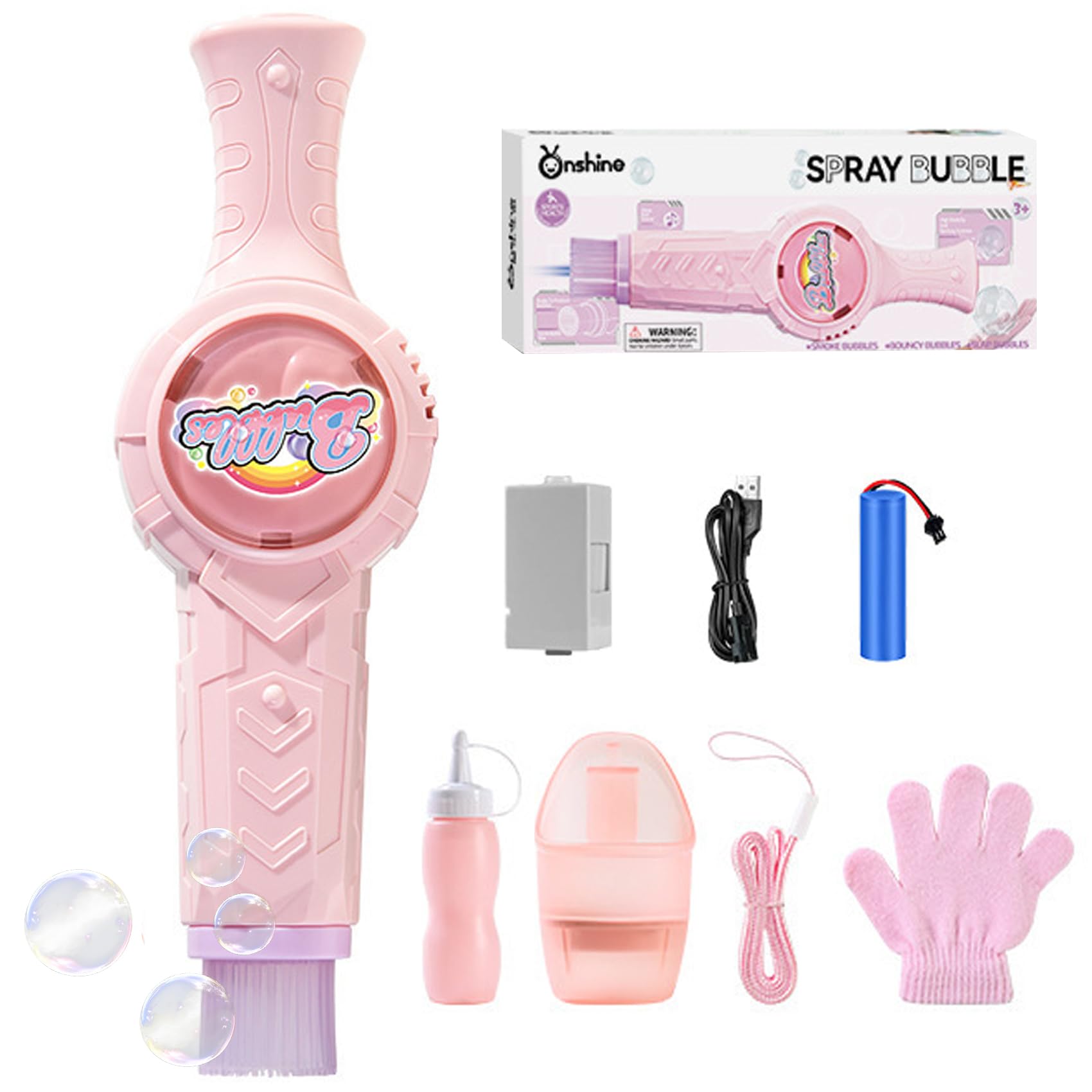 Fog Bubble Machine, Rechargeable Automatic Electric Smoke Bubble Machine, Magic Interactive Fog Bubble Maker with Smoke, Colorful Lights & Music, Bubble Fog Game for Parties Gift (Pink)