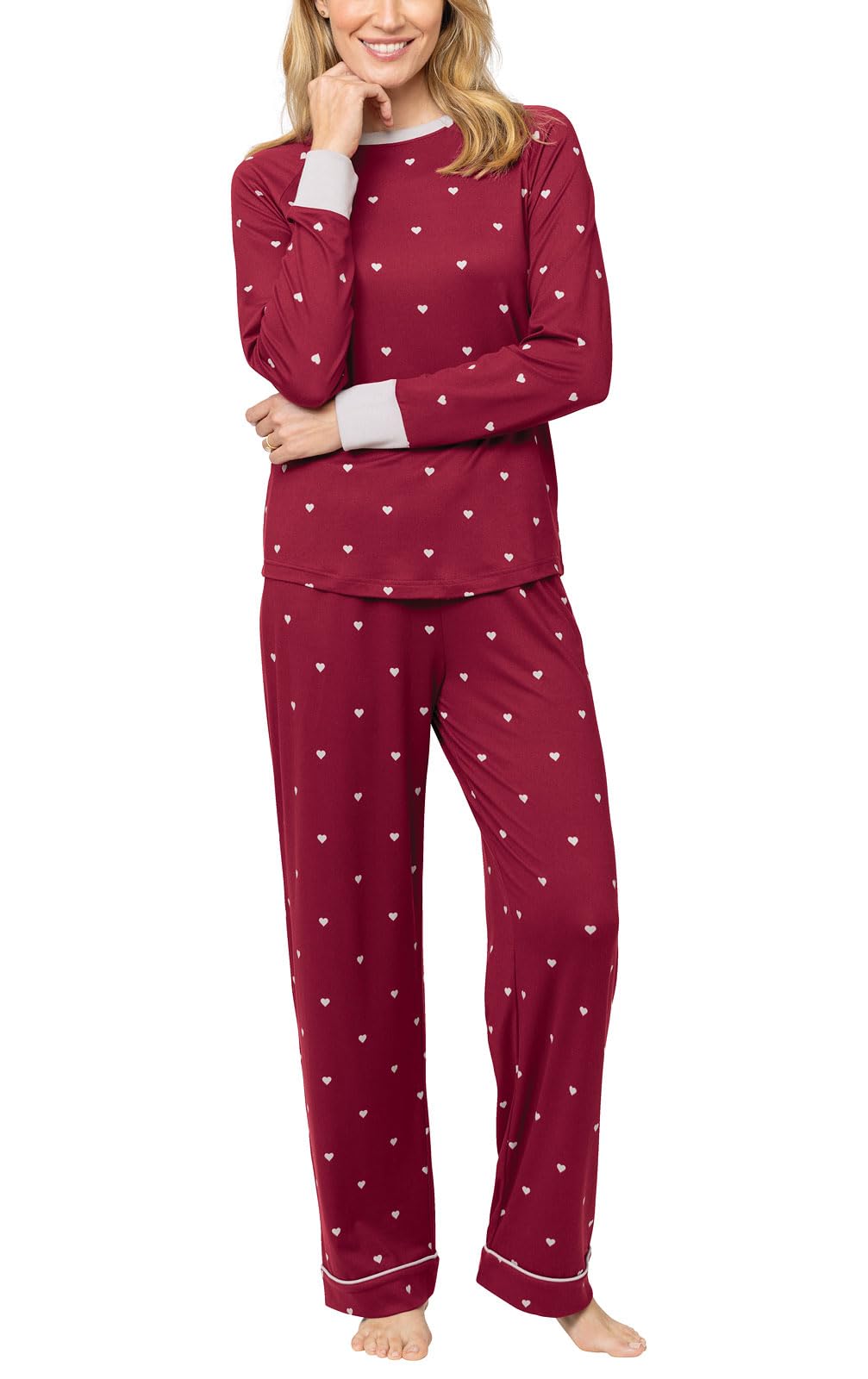 PajamaGram Womens Pajama Sets - Women’s Pajamas, Garnet Hearts, MD Image