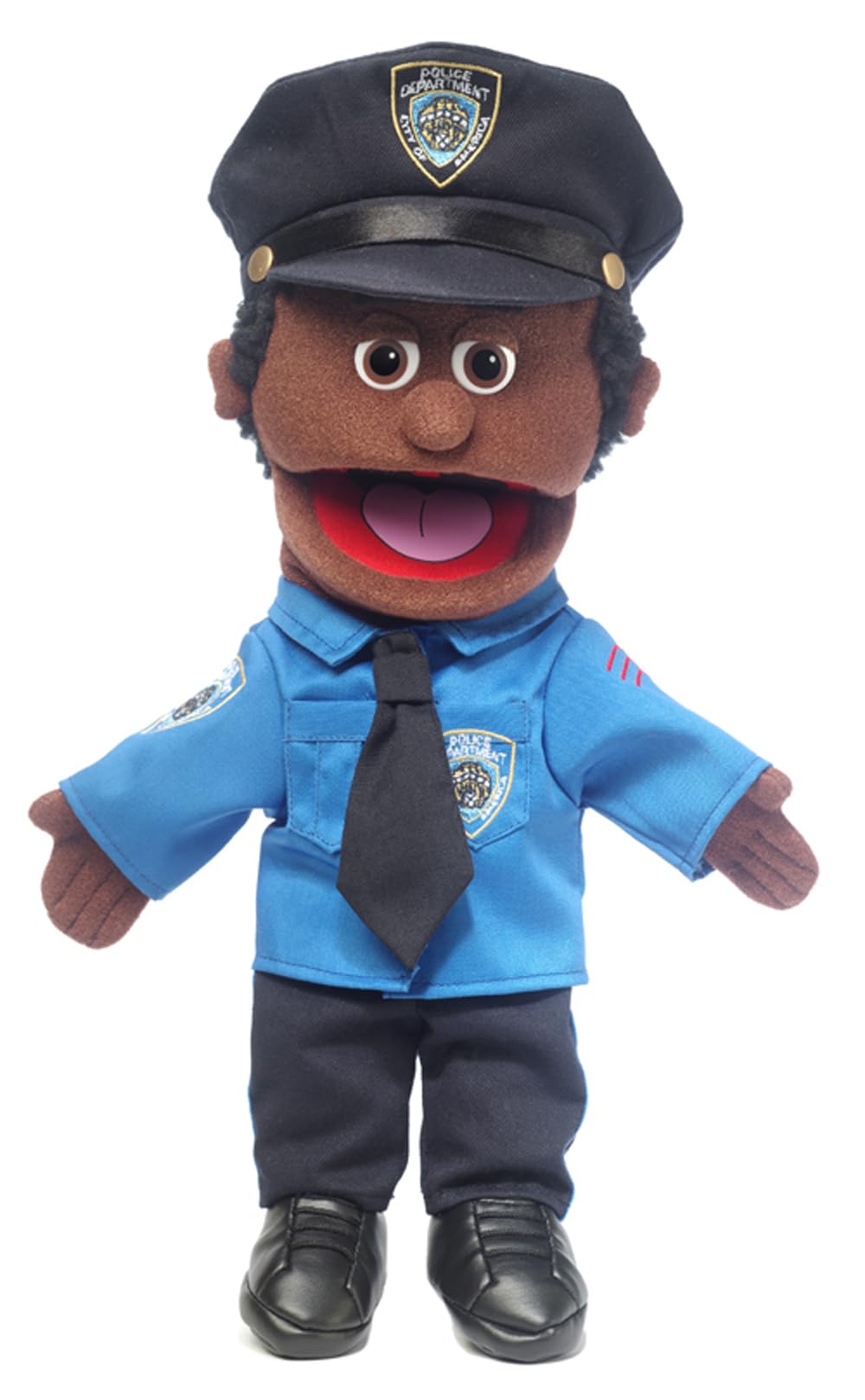 Policeman, Black Male, Hand Puppet, 40cm