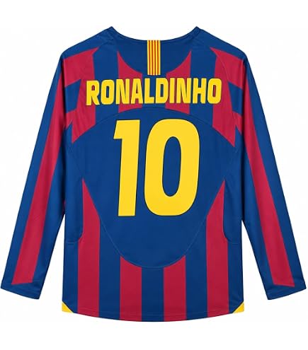 Amazon.com: Ronaldinho #10 Retro Long Sleeve 05/06 Soccer Jersey