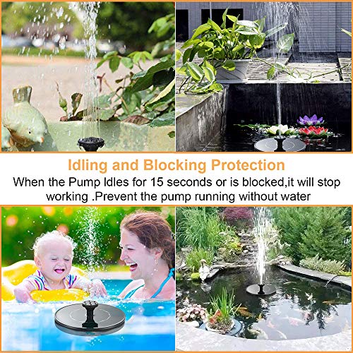 Bcamelys Solar Fountain, Upgraded 1W Solar Water Fountain Pump with 4 Spray Patterns, Floating Solar Powered Birdbath Fountain for Pool, Pond, Bird Bath, Garden, Outdoor