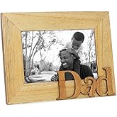 Isaac Jacobs Natural Wood Sentiments Dad Picture Frame, 4x6 inch, Photo Gift for Father, Family, Display on Tabletop, Desk (Natural, 4x6)