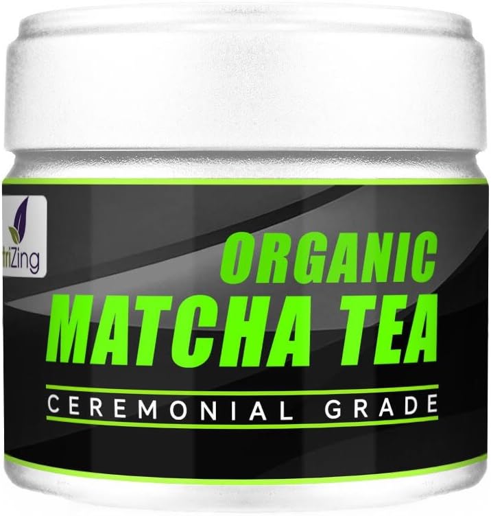 100% Organic, Natural & Vegan Matcha Tea ~ Finest Quality Ceremonial Grade from Japan by NutriZing ~ Authentic Japanese Green Tea Powder ~ Best to Boost Metabolism & Energy ~ Free Bonus Recipe Book