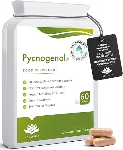 Hellenia Pycnogenol French Maritime Pine Bark Extract 60 Capsules 30mg vegan