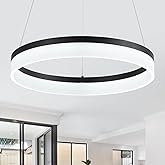 Buccleuch Modern LED Chandelier - Dimmable 19.7" Black Round Pendant Light, Height Adjustable UL-Certified Ceiling Light for 