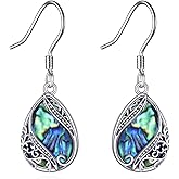 Abalone Shell/Onyx Filigree Mushroom Dangle Earrings Sterling Boho Western Jewelry Gift for Women