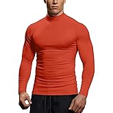 Zengjo Mens Mock Neck Long Sleeve Light Compression Shirts for Workout Running Thermal Athletic Baselayer Top