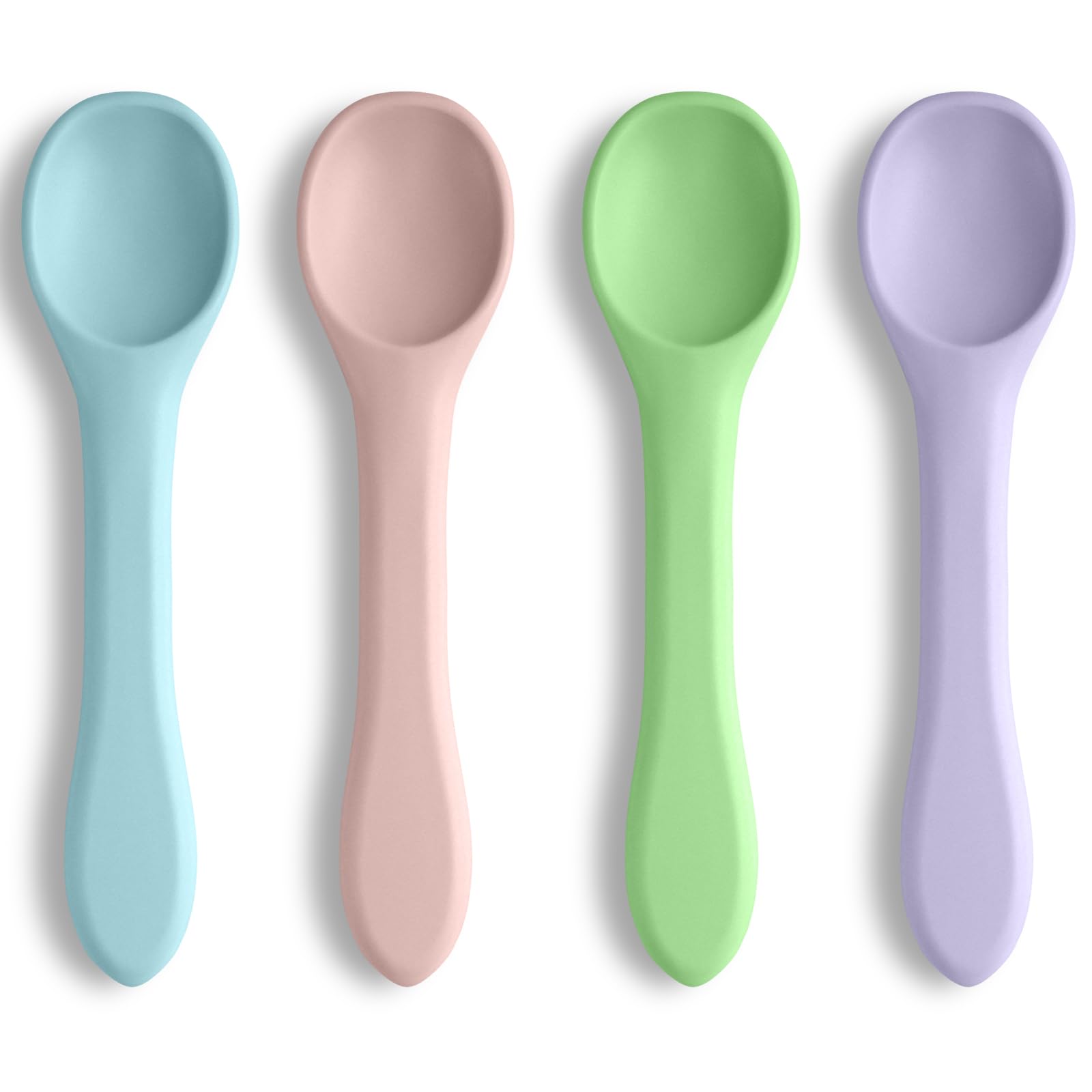 Photo 1 of Vicloon Silicone Baby Feeding Spoons, 4 PCS First Stage Feeding Spoons for Infants, Baby Led Weaning Feeding Supplies Training Spoon, Toddler Utensils, Ultra-Durable & Chewproof, Dishwasher Safe