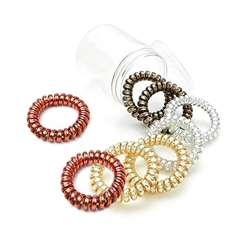 Amazon Com Spiral Hair Ties Metallic Plastic Coil Hair