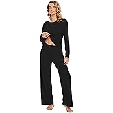 WiWi Bamboo Viscose Pajama Set for Women Super Soft Long Sleeve Top with Pants Loungewear Cooling 2 Piece Pjs Sets S-XXL