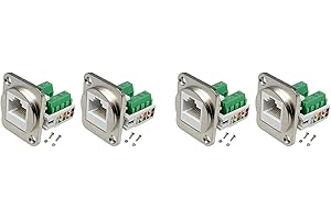 Mucacat 4PCS RJ45 Panel Mount Screw Terminal Adapter, RJ45/8P8C Female Panel Mount Connector, RJ45 Solderless Terminal Extend