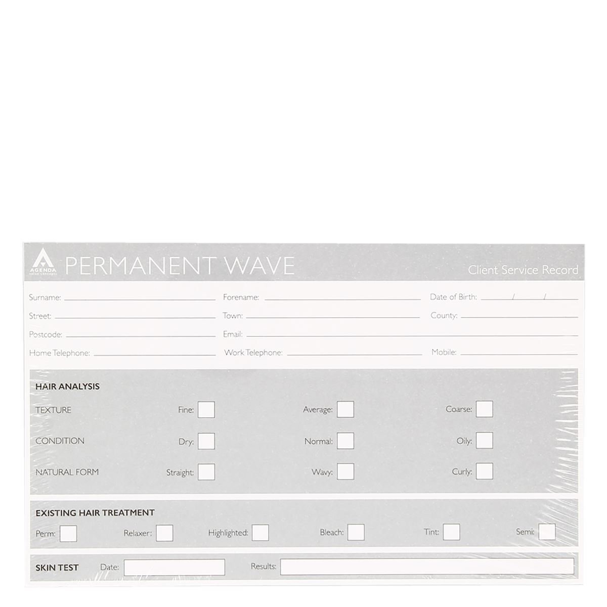Agenda Perming Salon Record Cards x100