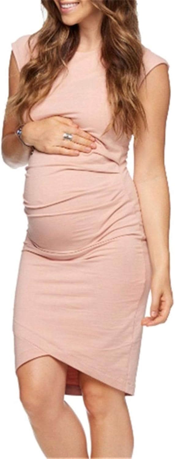 Robe De Maternité Finesse Mince Rose, Longueur De Genou D'été Robes