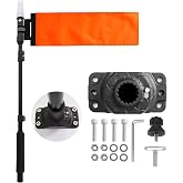 Xprite Kayak Safety Flag with 360&deg; LED Light, Telescoping Orange Flag Pole | Battery Powered Navigation Lights for Night Kayaking, Fishing, Canoeing, Boating &amp; Paddling