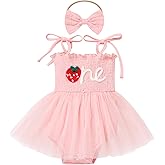 AWIBMK Baby Girls 1st Birthday Outfit Spaghetti Straps Romper Dress with Headband Sleeveless Princess Cake Smash Clothes