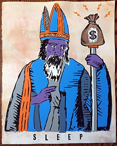 16" x 20" - Sleep - Limited Edition Hand Screen Printed Art Painting Blue &amp; Orange Money Bag by Rob Johnston Artist