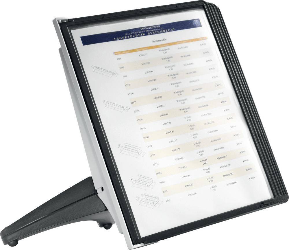 Durable SHERPA Display Panel Desk Unit | 5 Panels and Tabs in Black | Ideal for Storing and Display ing A4 Documents — image 1