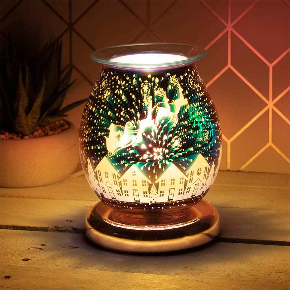 LEONARDO LP51887 Bulb Shaped Desire Aroma Touch Lamp | Gold 3D Santa Sleigh design | 1 Pc, Multicolor