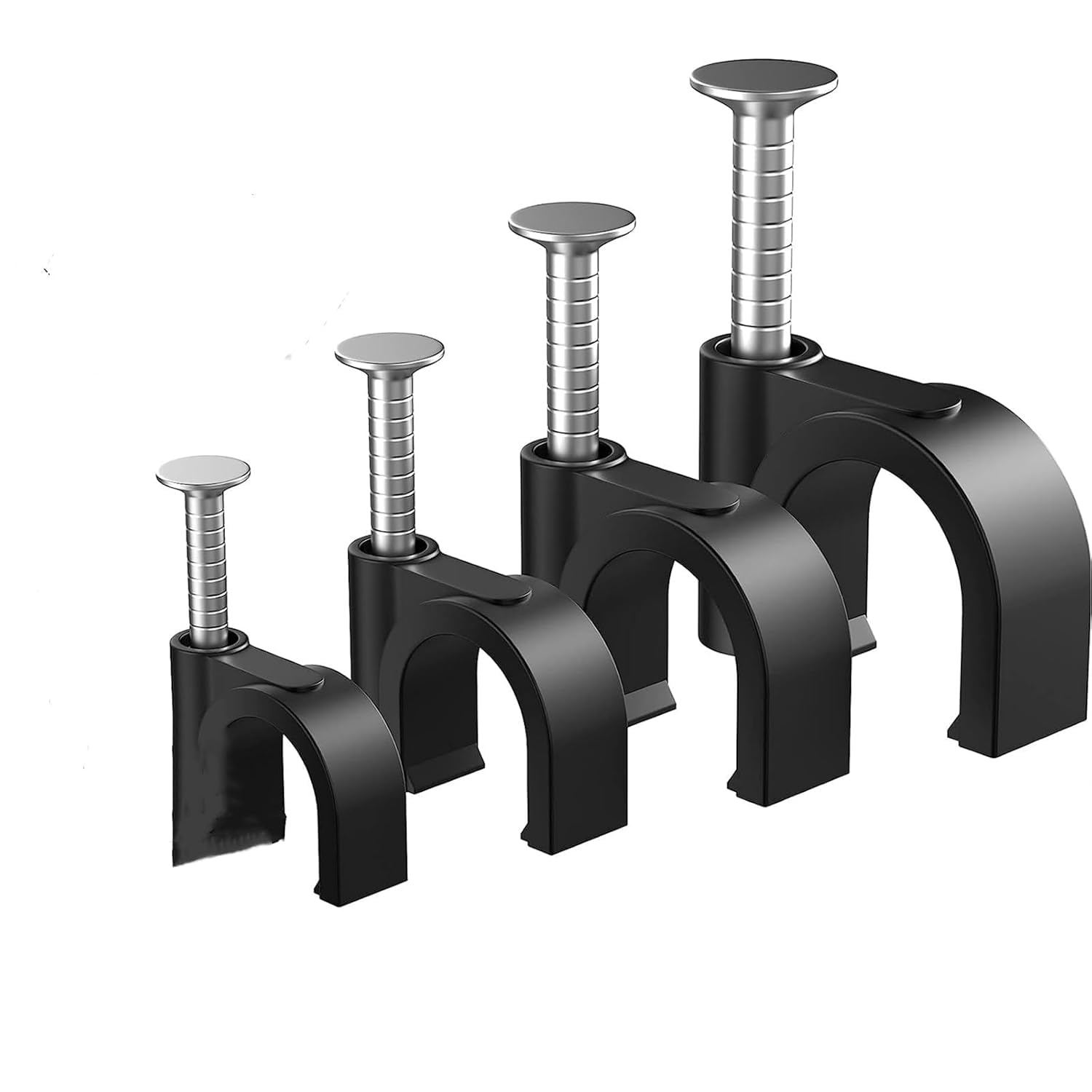 400Pcs Cable Clips, Cable Clips Black 4mm 6mm 8mm 10mm, Used for ethernet Cable, Telephone line, TV Cable (Black-4/6/8/10mm)