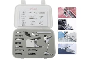 ANKOOW Universal 15 Piece Sewing Machine Presser Walking Feet Kit - OEM Suitable for Babylock Janome Brother New Home Singer Kenmore Simplicity Toyota Necchi