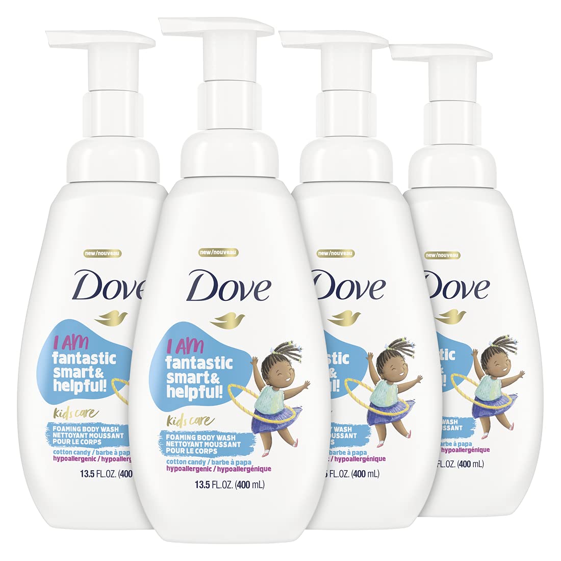 Photo 1 of Dove Foaming Body Wash 4 Count For Kids Cotton Candy Hypoallergenic Skin Care, 13.5 Fl Oz