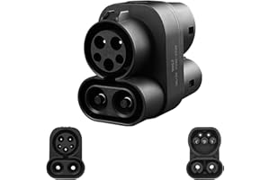 EVHIKING CCS1 to CCS2 Adapter EV Charger Adpater DC 1000V 250A and AC 32A EV Charger Connector Black Type 1 to Type 2 Adapter SAE j1772 to IEC62196