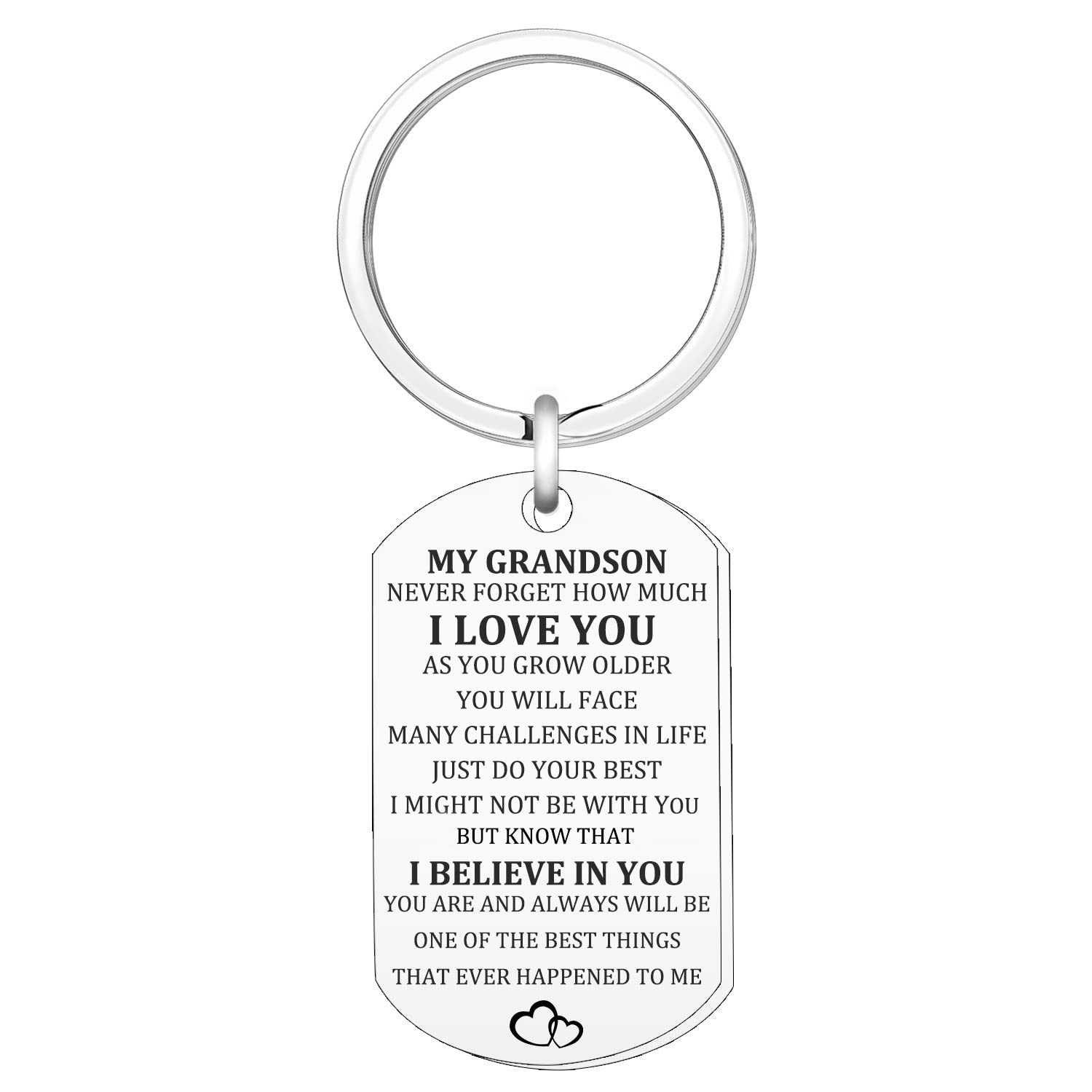Grandson Keyring Inspirational keyring Gifts from grandma, grandpa Birthday Graduation Christmas Present for Grandson