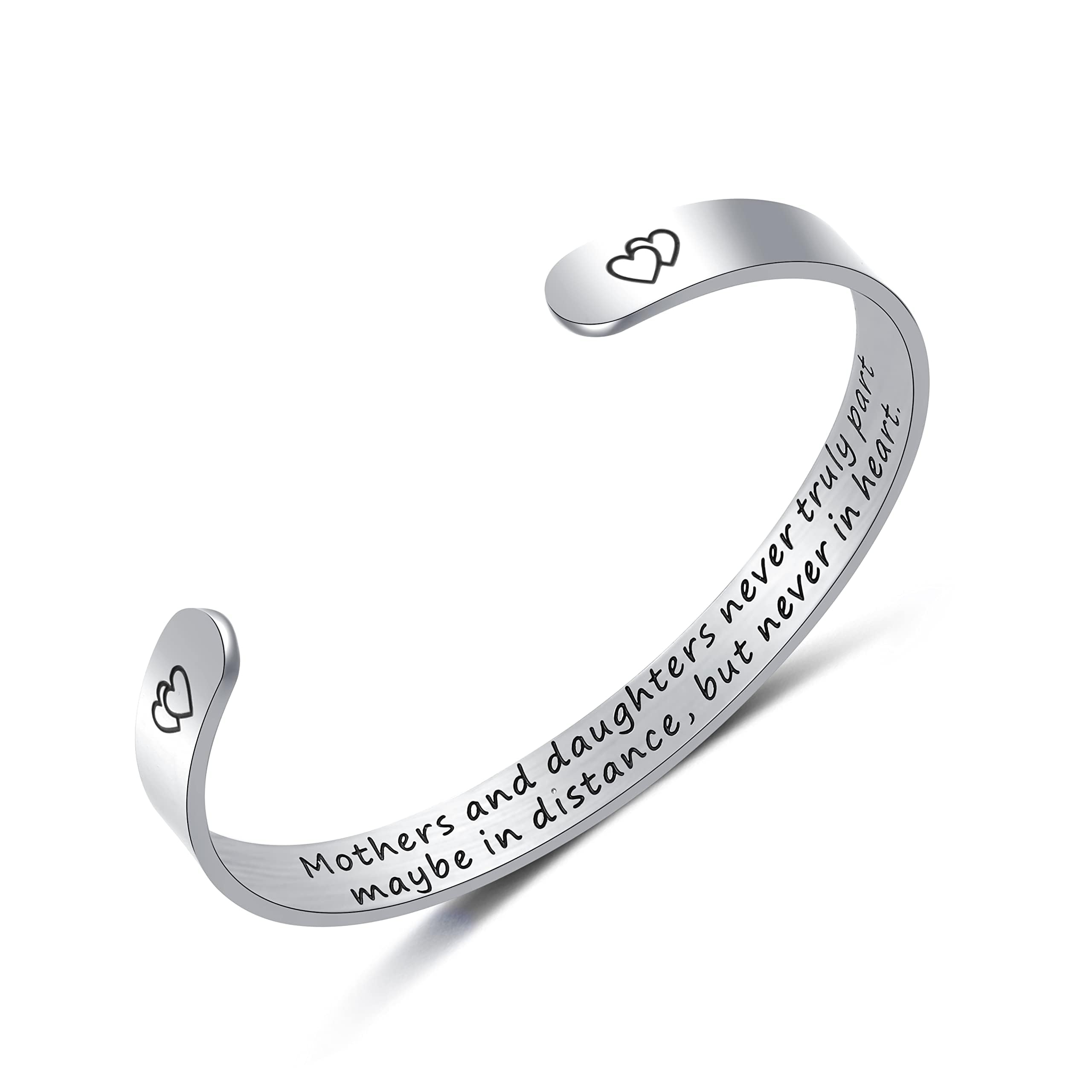 HSWYFCJY Inspirational Bracelets Gifts for Her Personalized Cuff Bracelets Stainless Steel Engraved Mantra Bangle Bracelets for Women Gifts
