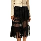Tulle Skirts for Women High Waist Mesh Skirt Pleated A-lien Midi Skirts Wedding Guest Cocktail Party Skirt 2025