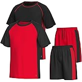 Essenclo Men’s Gym Clothes Set - 4-Pcs Athletic Outfits w/ 2 Workout Shirts & 2 Shorts - Lightweight, Quick-Dry, Breathable
