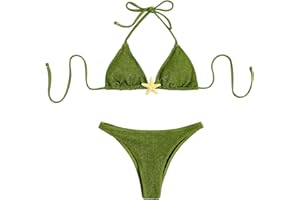 Women's Cheeky Swimsuit Halter String Triangle Bikini Set High Cut Bathing Suits Beachwear