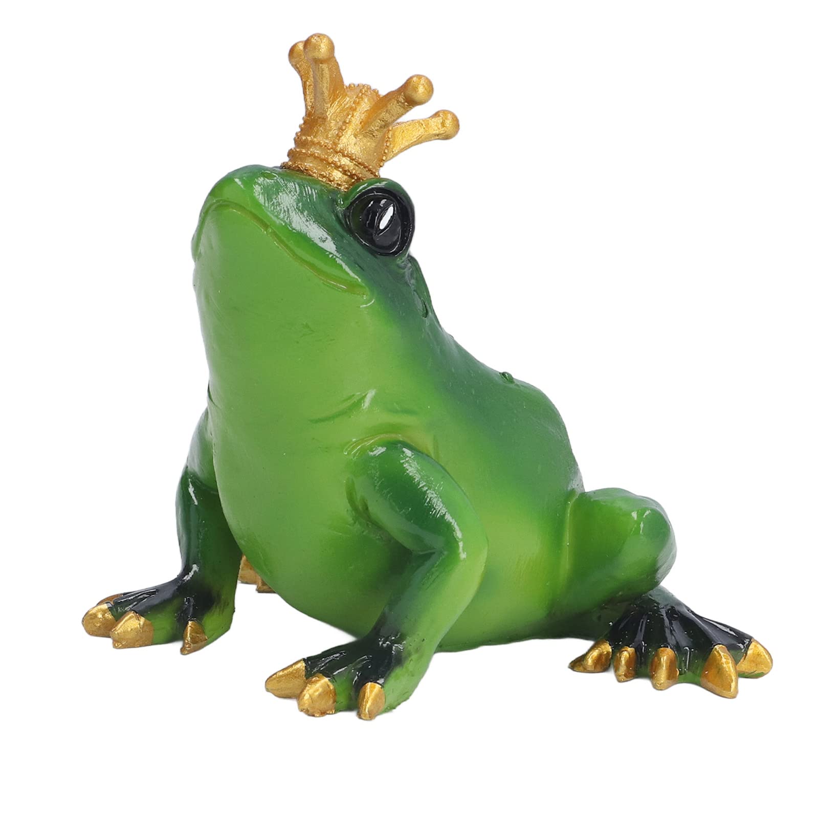 Photo 1 of **PART OF CROWN BROKE OFF**Frog with Crown Garden Decor for Outside Figurine Sculpture Lifelike Cute Synthetic Resin Desktop Statue Ornament for Kitchen Bedroom Garden Ideal Yard Decoration