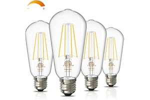 Volxon Dimmable E26 Edison Bulbs 60 Watt LED Equivalent, Vintage Style Antique Light Bulbs, 6W 2700K Warm White, High Brightness 800LM, LED Filament Bulb, 95+ CRI, ETL Listed(4 Pcs)