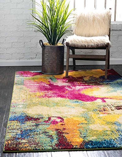 Unique Loom Estrella Collection Colorful Abstract Multi Area Rug (3' 3 x 5' 3)