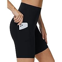 ZERDOCEAN Women's Plus Size High Waist Biker Shorts - 8" & 5" Inseam, Workout Yoga Shorts With Pockets, Navy, 1X