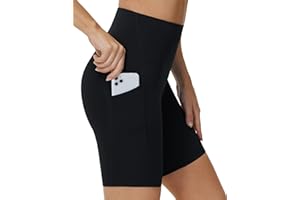 THE GYM PEOPLE Women's High Waist Workout Shorts Stretchy Tummy Control Yoga Biker Running Shorts with Pockets