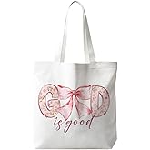 JINYO Christian Canvas Tote Bag, Bible Tote Bags for Women