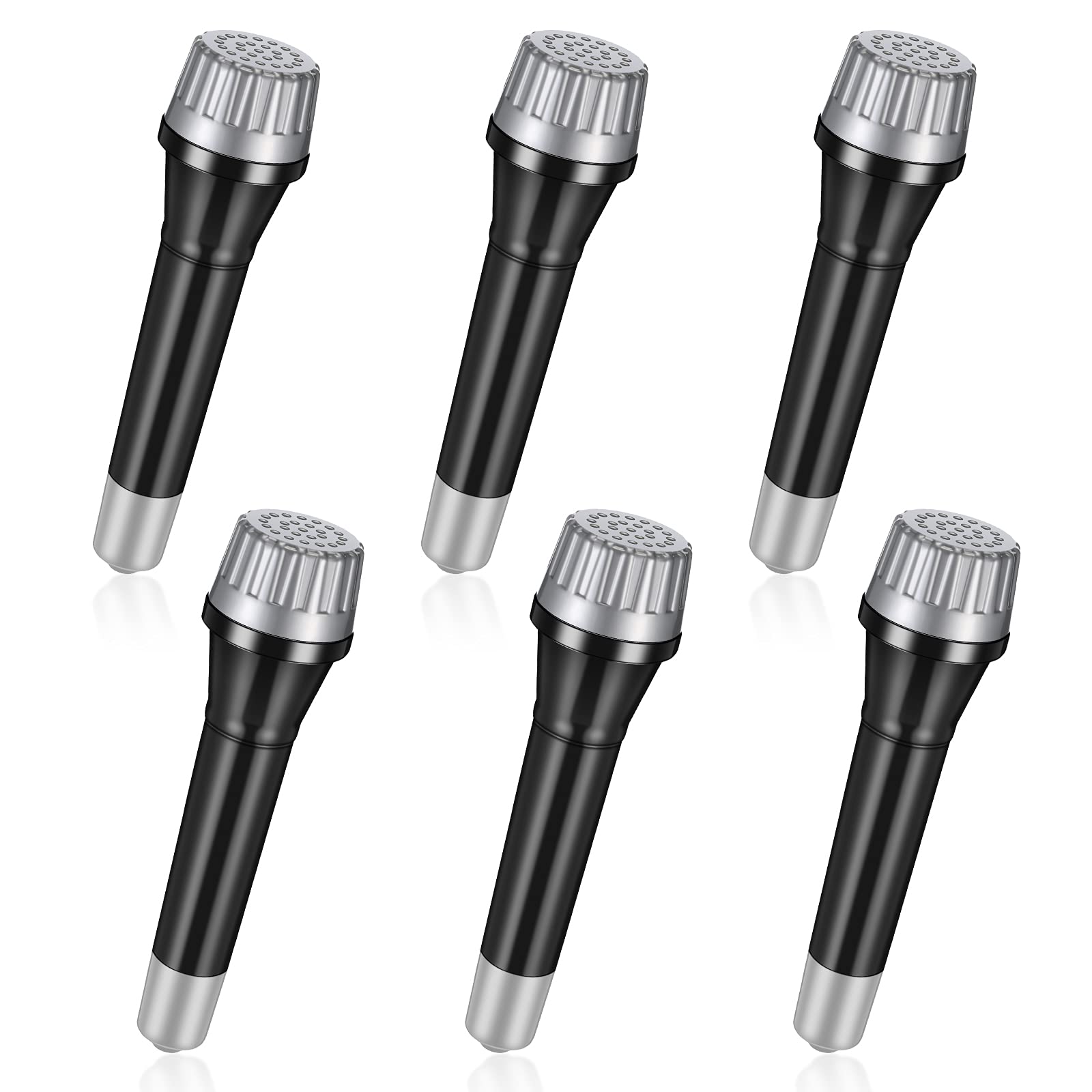 Photo 1 of **SOME DAMAGED **** Jerify 6 Pieces Toy Play Microphone Set for Kids, 5.7 Inch Plastic Fake Microphone Props for Karaoke Fun Stage Costume Birthday Party Props Birthday Halloween Party Favors