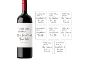 GEJOYSE (8 Pcs) Going Moving Leaving Away Farewell New Beginnings Retirement Engagement Party Decorations Gifts for Women Men Coworker Friends, Pairs Well with New Chapter of Your Life Wine Labels