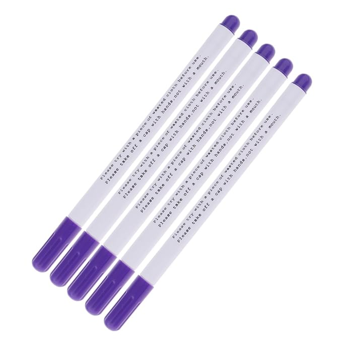 MagiDeal 5er Set Markierstift für Textilien wasserlöslich selbstlöschend Trickmarker - Lila