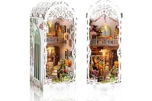 WEFAOUSE DIY Book Nook Kit, Miniature Dollhouse Booknook Kit, Creativity 3D Wooden Puzzle Bookend Bookshelf Decor with LED Light for Teens and Adults, Flower Shop