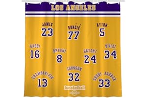AARONIE Laker Shower Curtains for Bathroom Decor,Los Angeles Shower Curtain with 12 Hooks, for Laker Wall Art Decor, Laker Gift for Man, 72"×72"